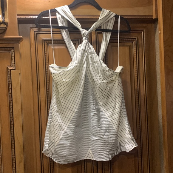 NWT Reiss Brianna Ivory and Dark Green Striped Halter Style Tank Top Size 10 - Picture 6 of 10